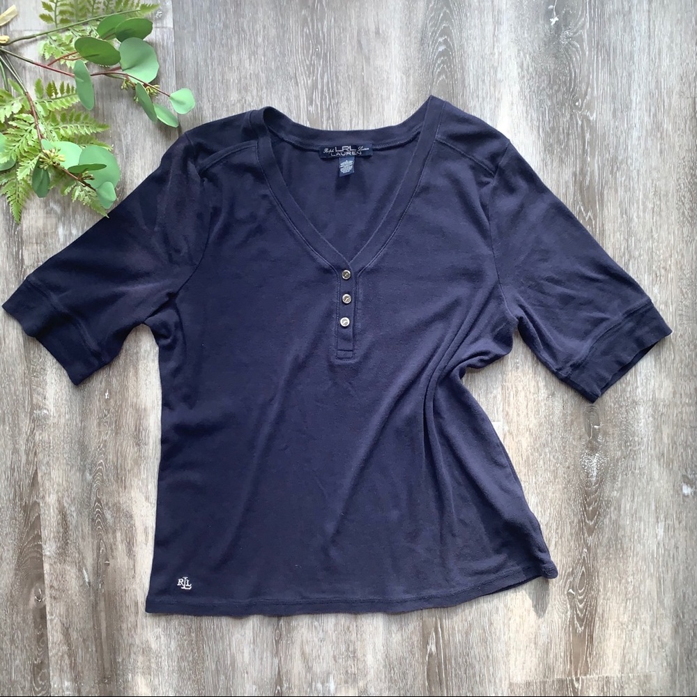 Lauren by Ralph Lauren Cotton Top Mid-Sleeve